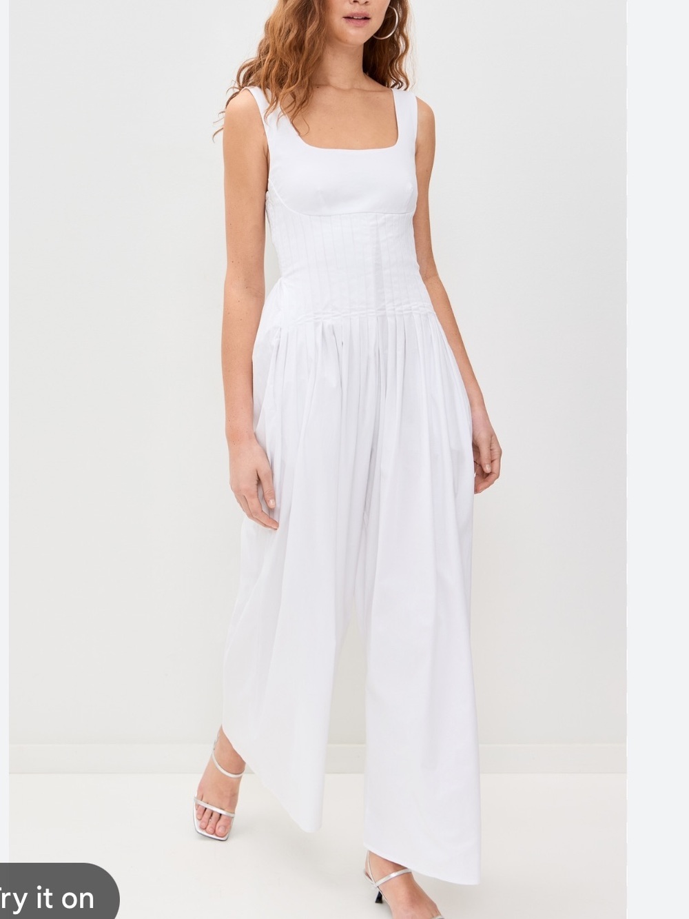 LINE&DOT WOMENS WHITE ABBOTT PLEATED JUMPSUIT WIDE LEG MEDIUM NEW TAGS BRIDAL